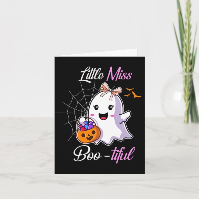 Kleine Miss Boo-schönes Niedliches Halloween-Kostü Karte (Vorderseite)