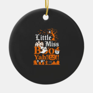 Kleine Miss Boo Yah Halloween-Geist-Kürbis-Flederm Keramik Ornament