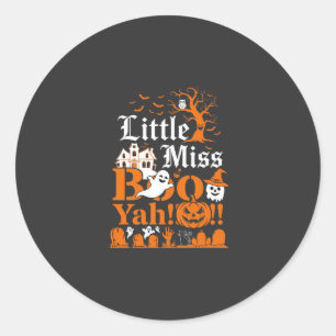 Kleine Miss Boo Yah Halloween-Geist-Kürbis-Flederm Runder Aufkleber