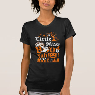 Kleine Miss Boo Yah Halloween-Geist-Kürbis-Flederm T-Shirt