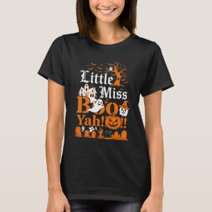 Kleine Miss Boo Yah Halloween-Geist-Kürbis-Flederm T-Shirt