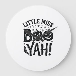 Kleine Miss Boo Yah Vintage Halloween-Shirt-Design Große Wanduhr
