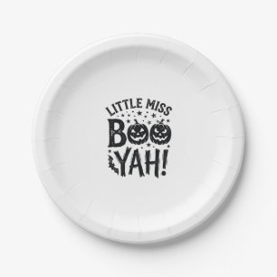 Kleine Miss Boo Yah Vintage Halloween-Shirt-Design Pappteller