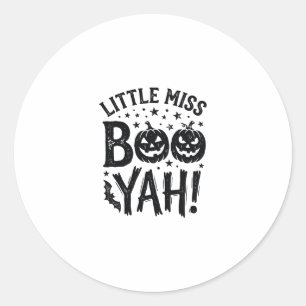 Kleine Miss Boo Yah Vintage Halloween-Shirt-Design Runder Aufkleber