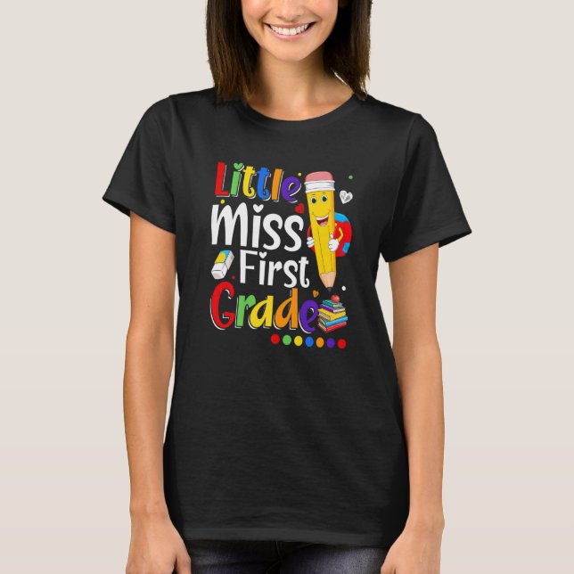 Kleine Miss erste Stufe zurück zur Schule 1. Klass T-Shirt (Vorderseite)