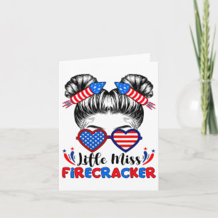Kleine Miss Firecracker 4. Juli Mädchen Messy Bu Karte