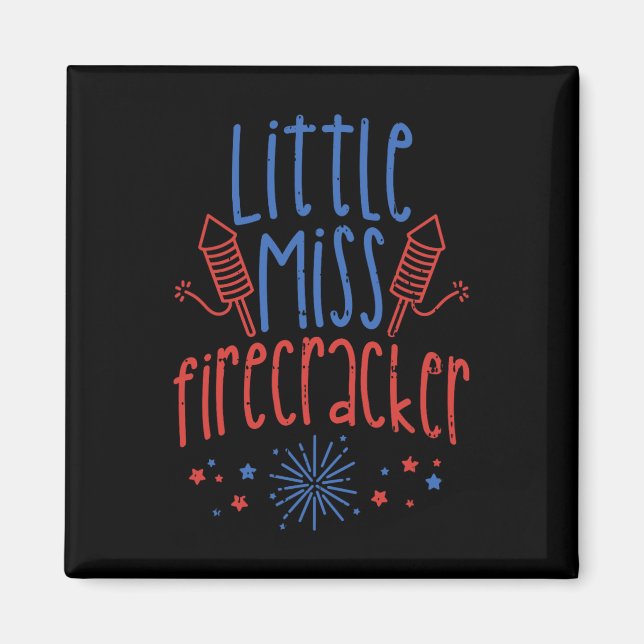 Kleine Miss Firecracker Funny 4. Juli Patriot Magnet (Vorne)