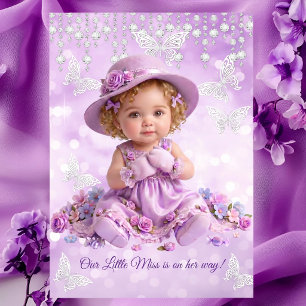 Kleine Miss Flieder Lila Mädchen Baby Shower Süß Einladung