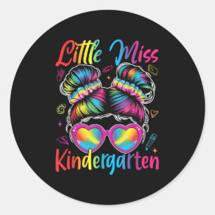 Kleine Miss Kindergarten Messy zurück in die Schul Runder Aufkleber