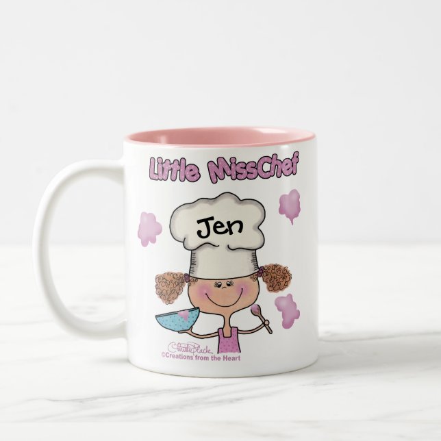 Kleine Miss Koch personalisieren Zweifarbige Tasse (Links)