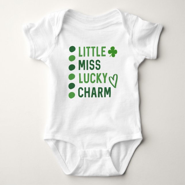 Kleine Miss Lucky Charm // Niedlicher St Patrick's Baby Strampler (Vorderseite)