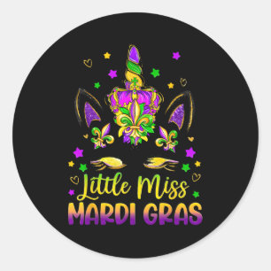 Kleine Miss Mardi Gras Einhorn Prinzessin Süße Mäd Runder Aufkleber