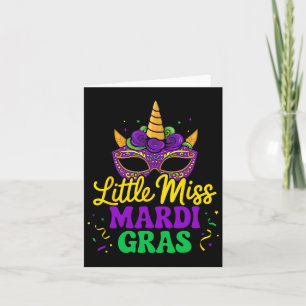 Kleine Miss Mardi Gras Einhornmaske für Mädchen un Karte