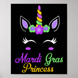 Kleine Miss Mardi Gras Princess Unicorn Mädchen Ki Poster