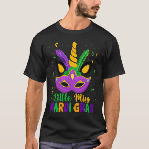 Kleine Miss Mardi Gras Unicorn Gesicht Kinder Klei T-Shirt
