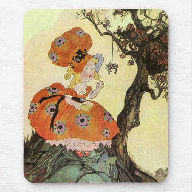 Kleine Miss Muffet & Spider, Vintage Muttergoose Mousepad (Vorne)