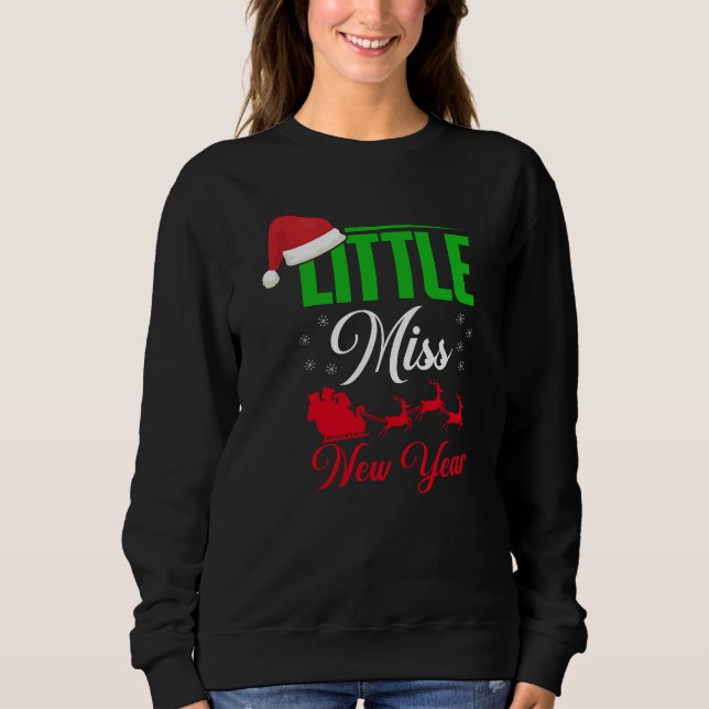 Kleine Miss New Year Red Green Black & White Women Sweatshirt (Vorderseite)