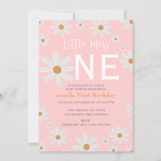 Kleine Miss ONE derful Daisy Blume Birthd Einladung