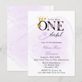 Kleine Miss One derful Lila 1. Geburtstag Party Einladung