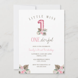Kleine Miss ONEderful 1. Geburtstag Einladung