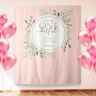 Kleine Miss ONEderful 1. Geburtstag Pink Foto Prop Wandteppich