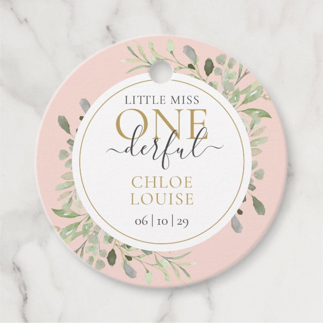 Kleine Miss ONEderful Girl Erster Geburtstag Pink Geschenkanhänger (Vorderseite)