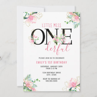 Kleine Miss ONEderful Girls 1. Geburtstag Einladung