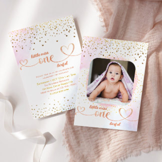 Kleine Miss Onederful mit Foto Frame Einladung