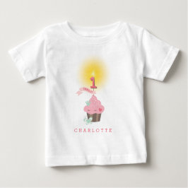 Kleine Miss Pink Cupcake Girl's 1. Geburtstag Part Baby T-shirt