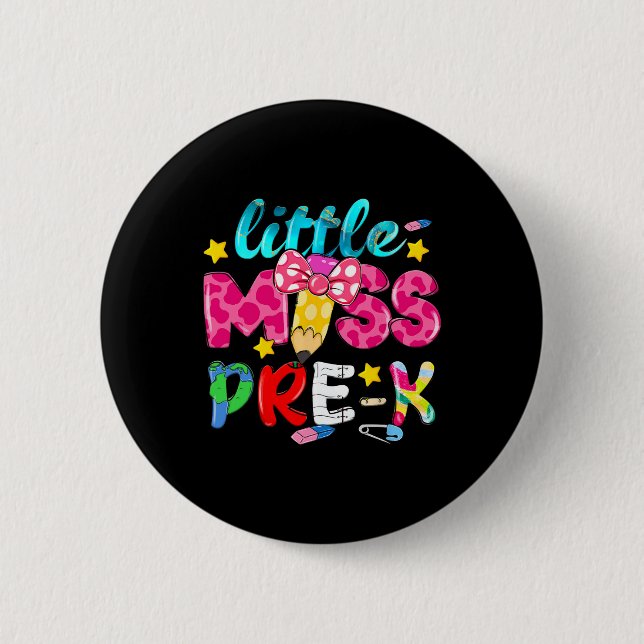 Kleine Miss Pre-k Kokette Bleistift Zurück zur Sch Button (Vorderseite)