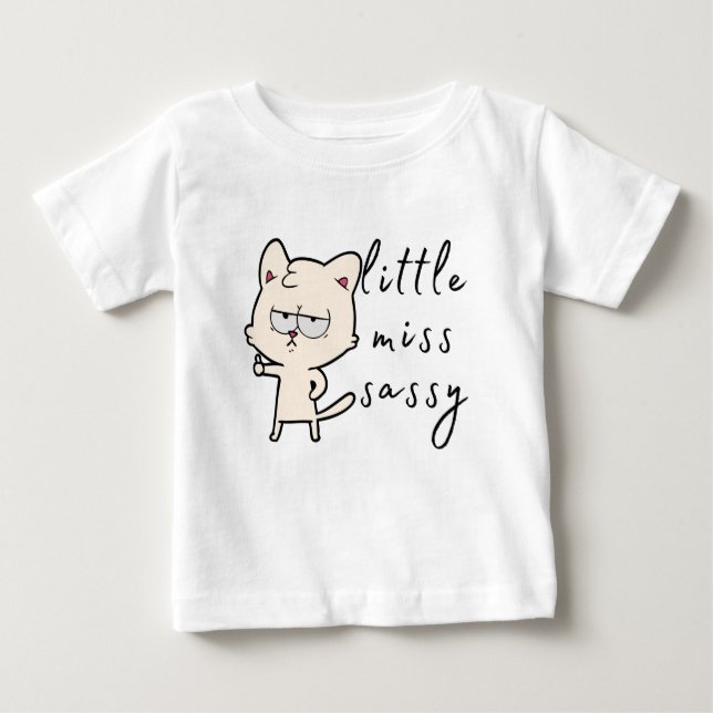 Kleine Miss Sassy (Daumen hoch Katze) Baby T-shirt (Vorderseite)