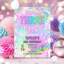 Kleine Miss Three-nage Neon Regenbogen 3. Geburtst