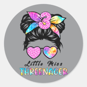 Kleine Miss Threenager 3. Geburtstag 3 Jahre Mädch Runder Aufkleber