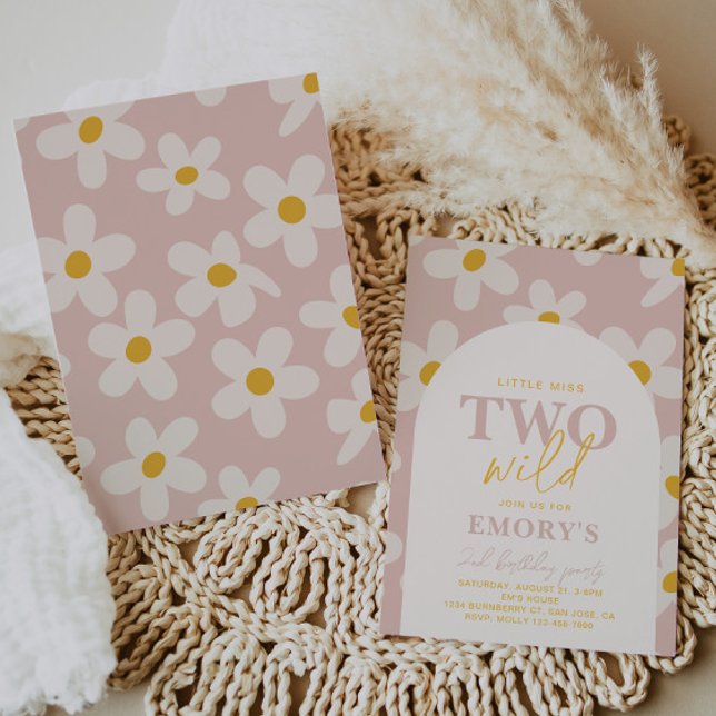 Kleine Miss Two Wild Einladung | Retro-Blume (Von Creator hochgeladen)