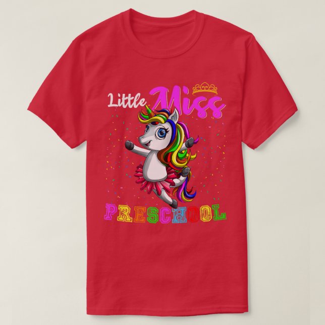 Kleine Miss Vorschool Tanz Unicorn Student zurück T-Shirt (Design vorne)