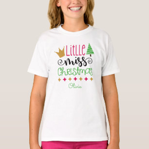 Kleine Miss Weihnachtsmädchen Name T-Shirt