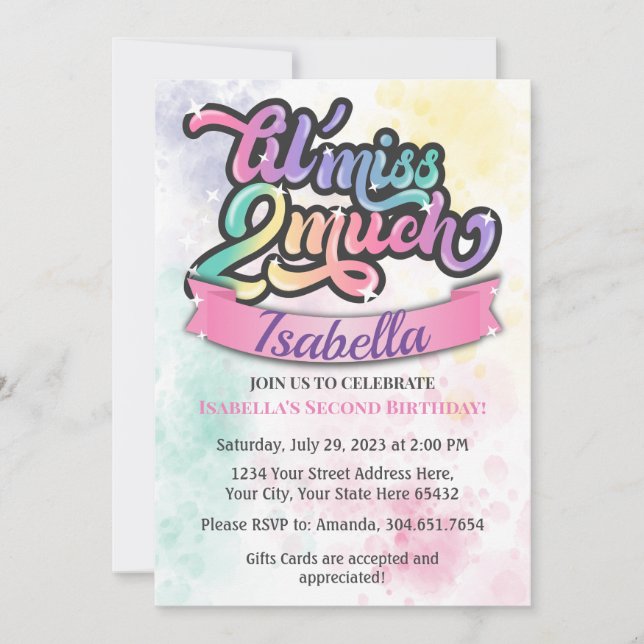 Kleine Miss zwei viel Geburtstag Einladung! Einladung (Vorderseite)