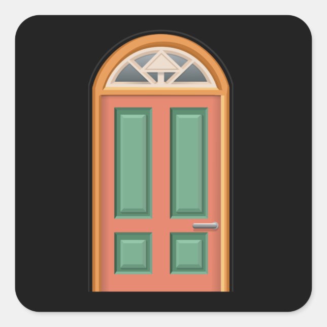 Kleine Möbeltür orangefarbene Holztür Quadratischer Aufkleber (Vorderseite)