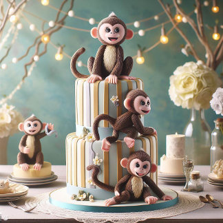 KLEINE MONKEYS AUF EINEM GEBURTSTAGSKAK EINLADUNG