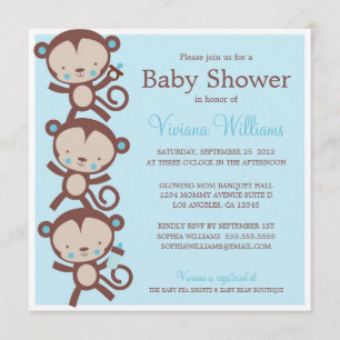 KLEINE MONKEYS BABY SHOWING INVITATION EINLADUNG