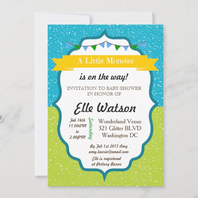 Kleine Monster-Baby-Dusche Einladungen (Vorderseite)