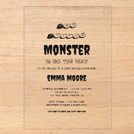 Kleine Monster-Baby-Party-Typografie-Design Acryleinladungen