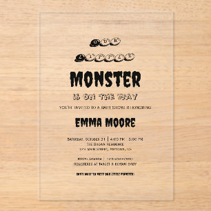 Kleine Monster-Baby-Party-Typografie-Design Acryleinladungen