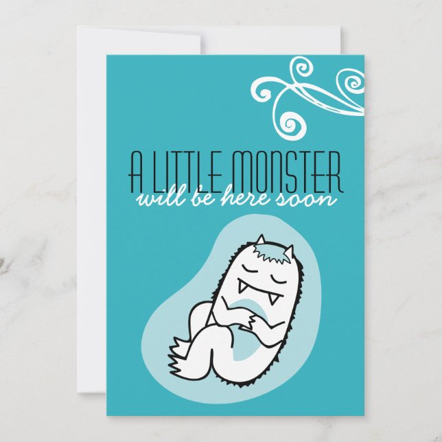 Kleine Monster Baby Shower Invitation (Junge) Einladung (Vorderseite)