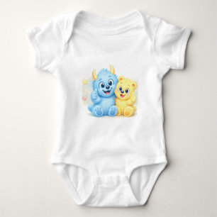Kleine Monster-Bestenfreunde Süßes Pastell-Duo Baby Strampler