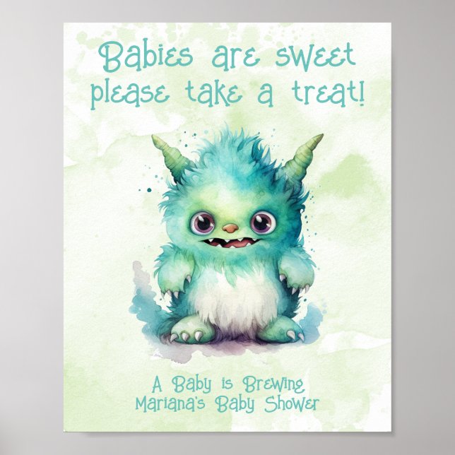 Kleine Monster Boy Baby Shower Leckereien Untersch Poster (Vorne)