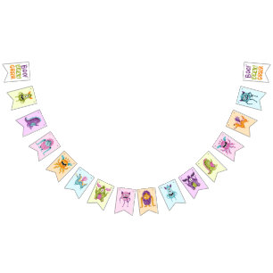 Kleine Monster farbenfrohe Geburtstagsparty Wimpelkette