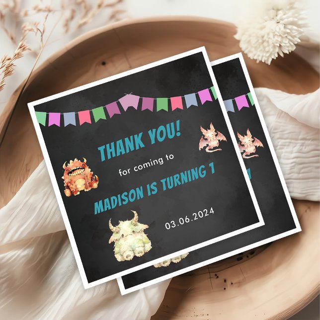 Kleine Monster-Geburtstagsparty Serviette (Von Creator hochgeladen)