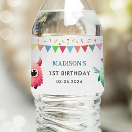 Kleine Monster-Geburtstagsparty Wasserflaschenetikett