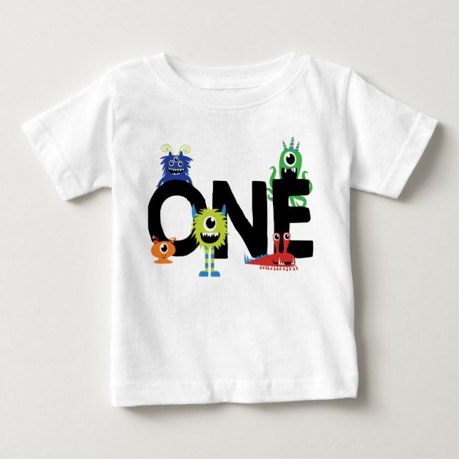 Kleine Monster Junge erste Geburtstagskleidung Baby T-shirt (Vorderseite)